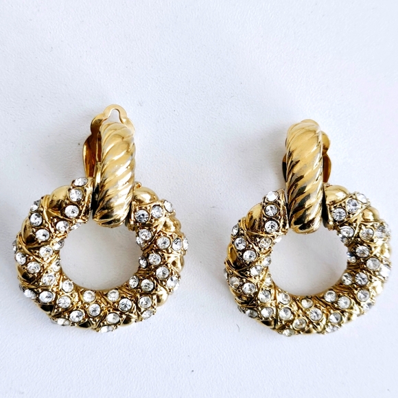 Yves Saint Laurent Gold-plated Crystal Earrings - Picture 1 of 6